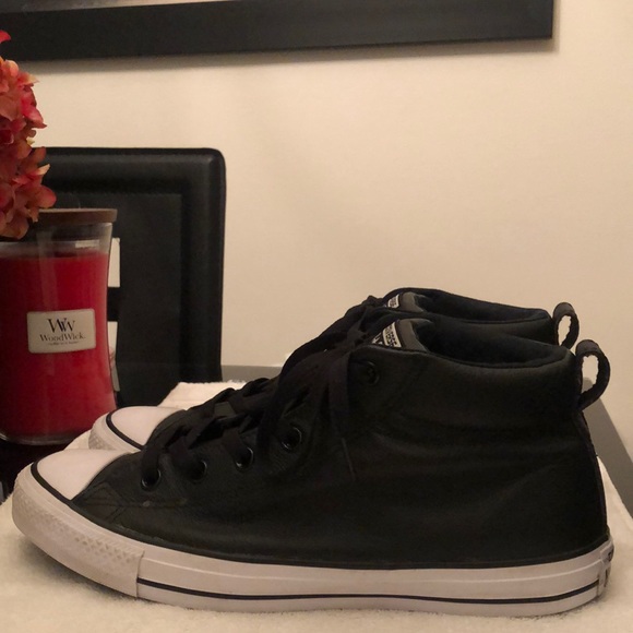 CONVERSE ALL STAR LEATHER MED TOP SHOES MENS S 9.5